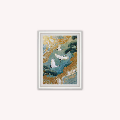 Teal River Crane 2 Framed Wall Art