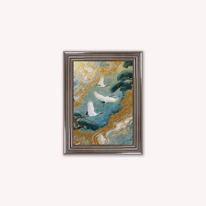 Teal River Crane 2 Framed Wall Art