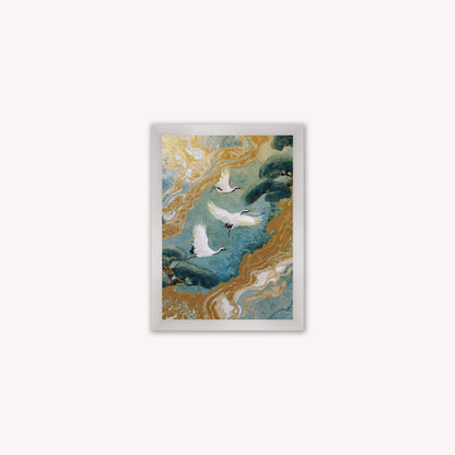 Teal River Crane 2 Framed Wall Art