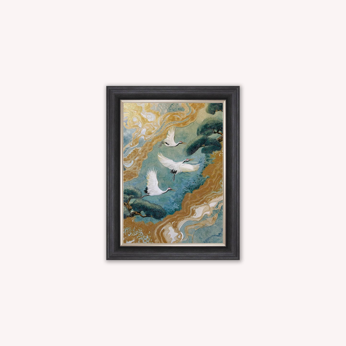 Teal River Crane 2 Framed Wall Art