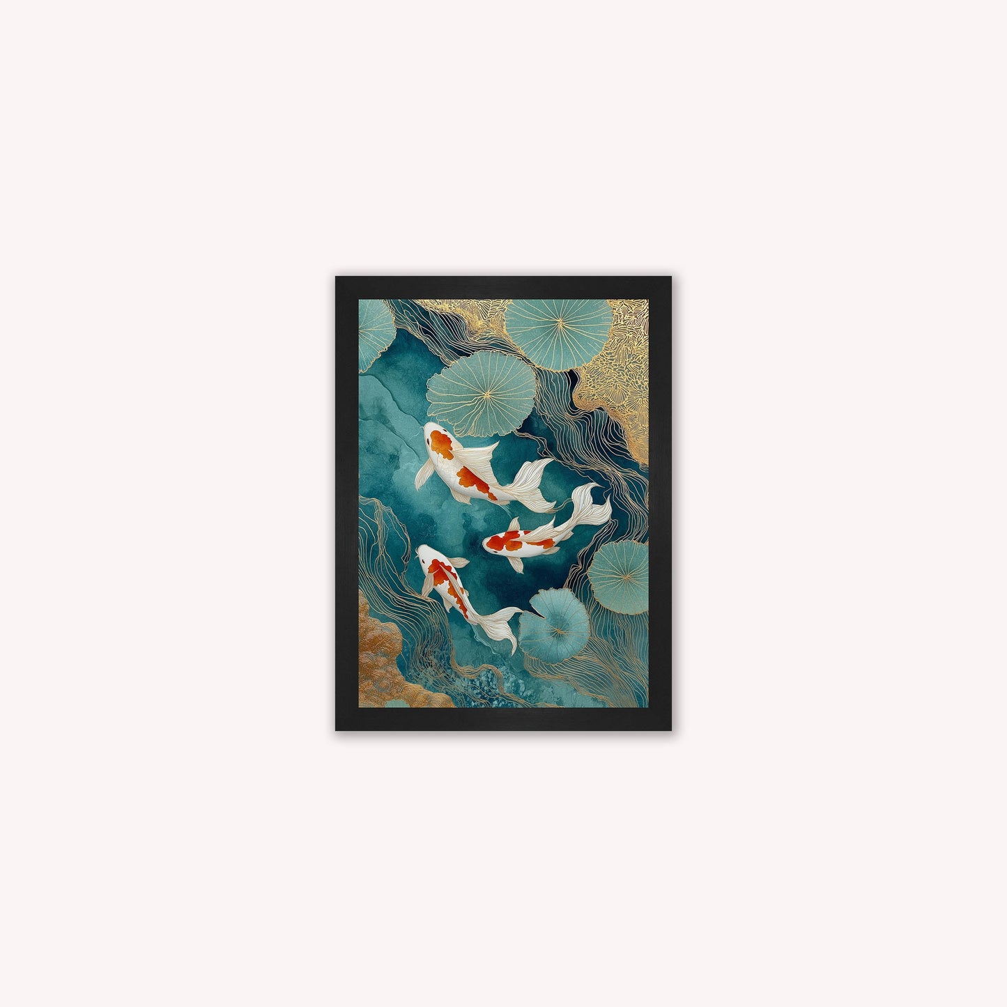 Teal River Koi 2 Framed Wall Art