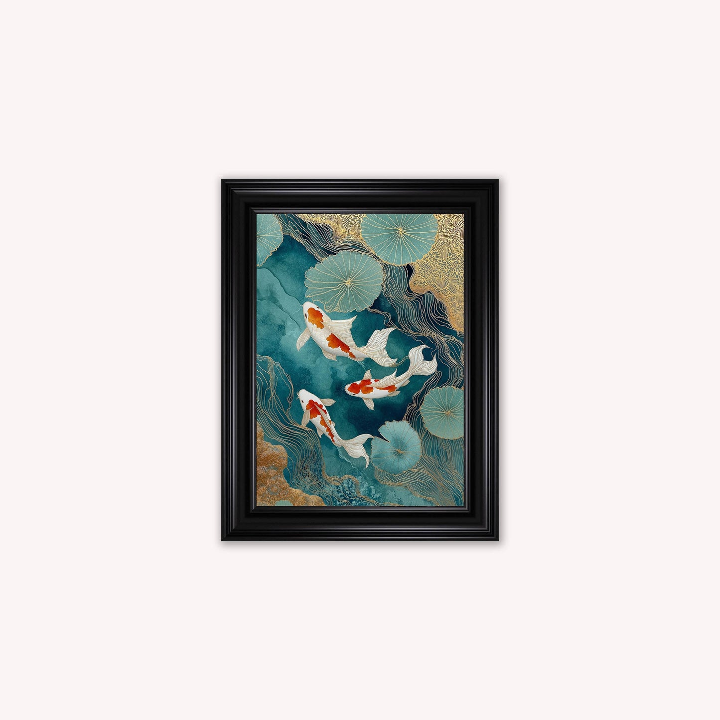 Teal River Koi 2 Framed Wall Art