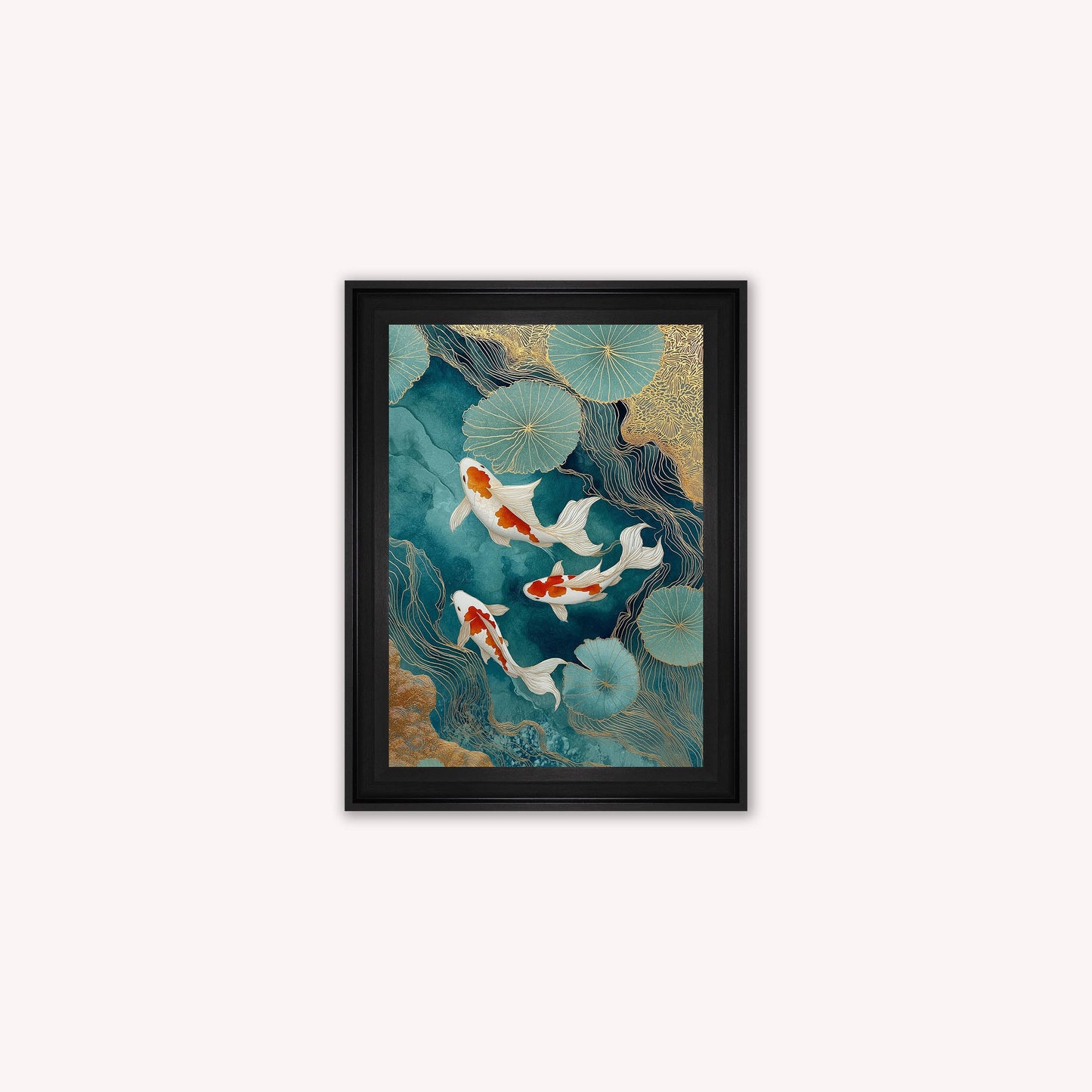 Teal River Koi 2 Framed Wall Art