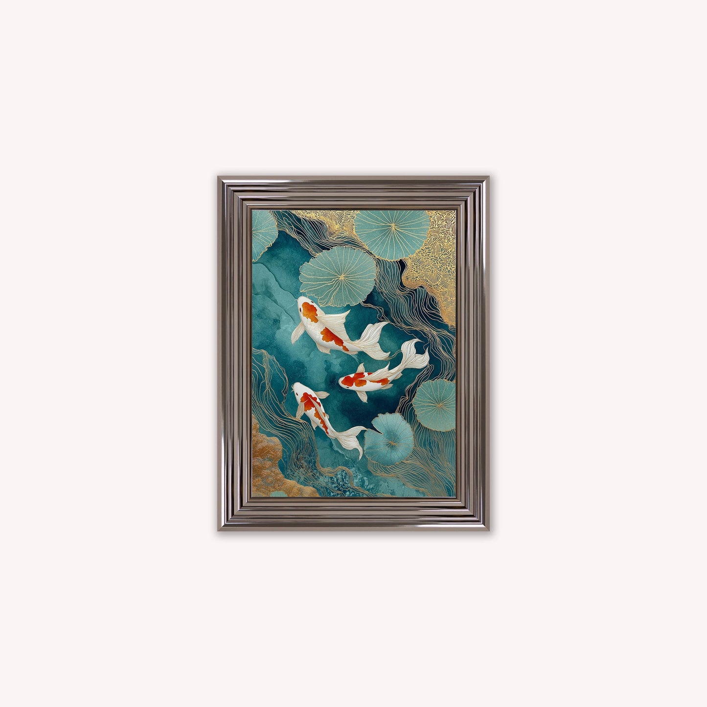 Teal River Koi 2 Framed Wall Art