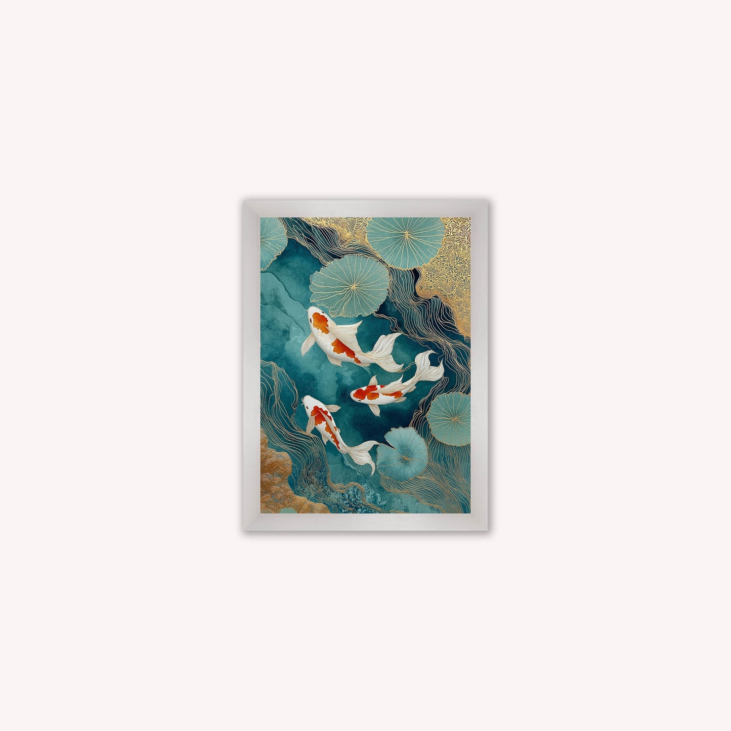 Teal River Koi 2 Framed Wall Art
