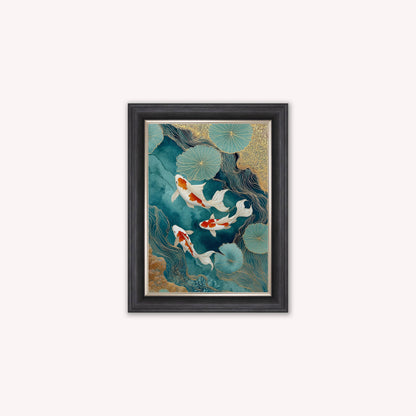 Teal River Koi 2 Framed Wall Art