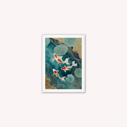Teal River Koi 2 Framed Wall Art