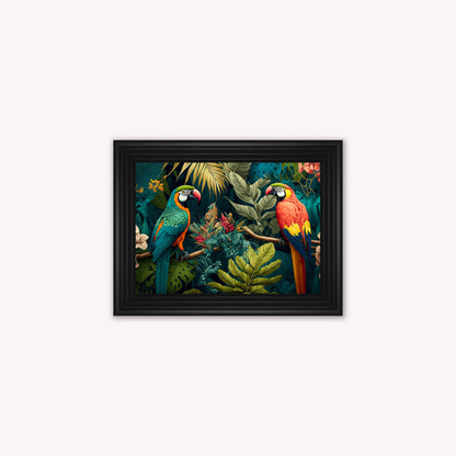Luxury Velvet Art Print - Jungle Parrots Framed Wall Art