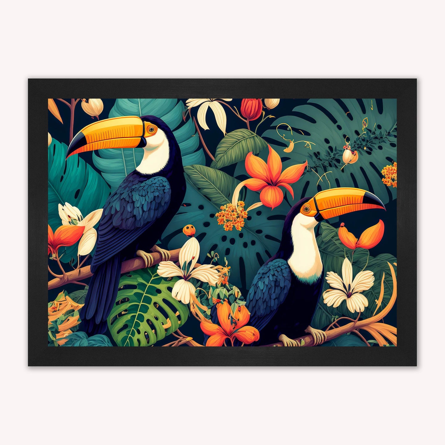 Luxury Velvet Art Print - Jungle Toucans Framed Wall Art