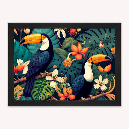 Luxury Velvet Art Print - Jungle Toucans Framed Wall Art