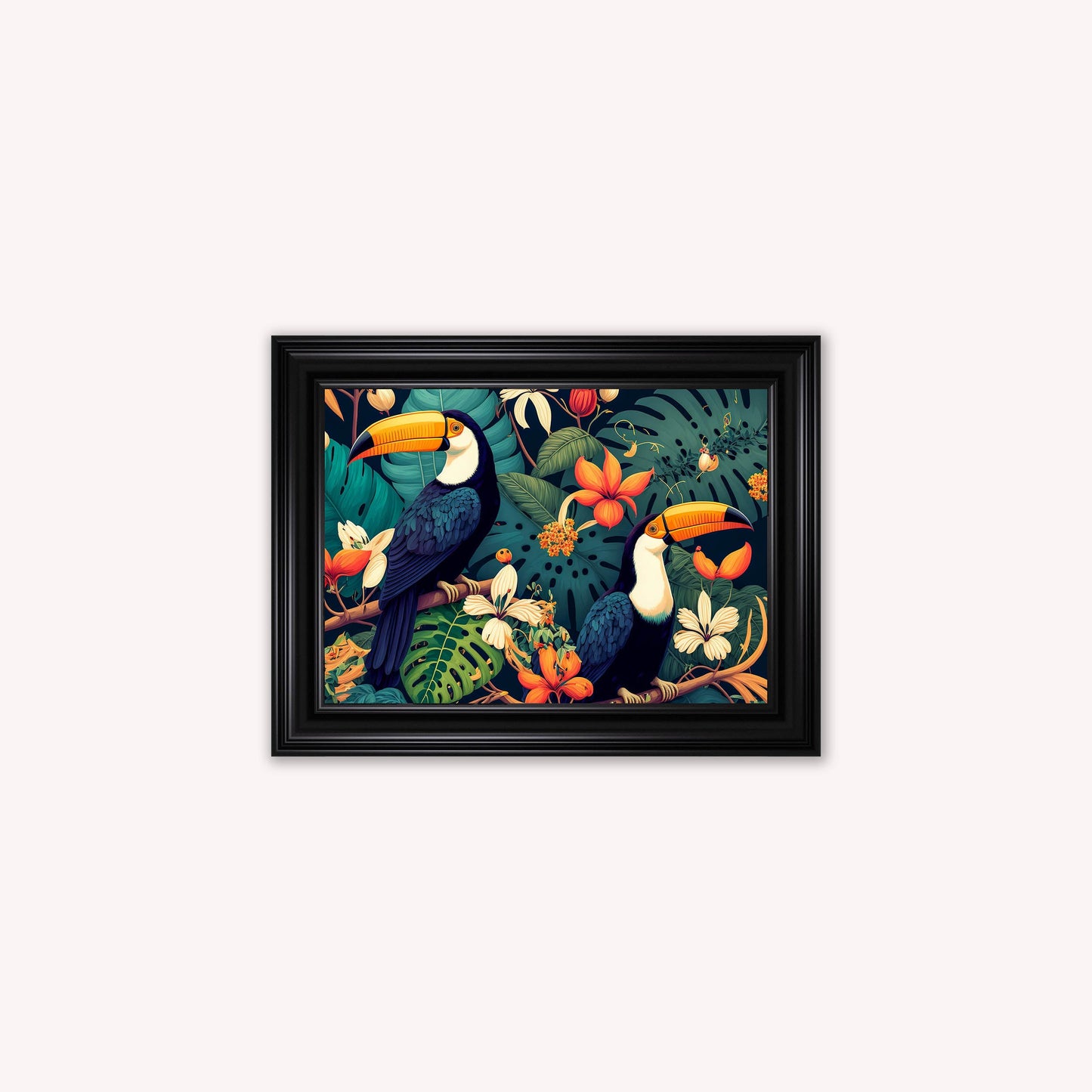 Luxury Velvet Art Print - Jungle Toucans Framed Wall Art
