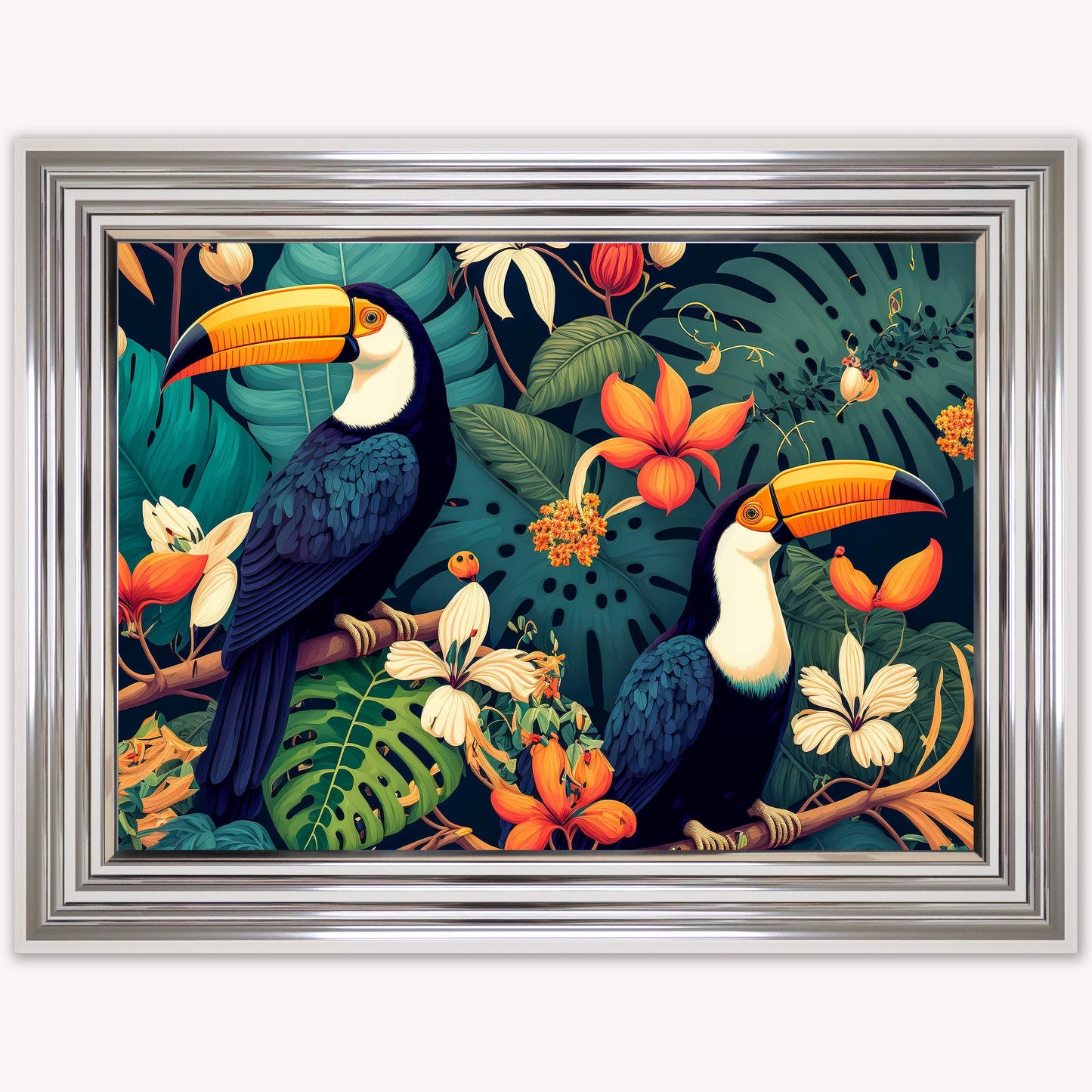 Luxury Velvet Art Print - Jungle Toucans Framed Wall Art