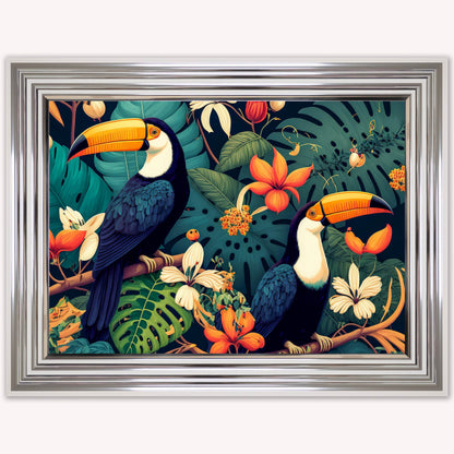 Luxury Velvet Art Print - Jungle Toucans Framed Wall Art