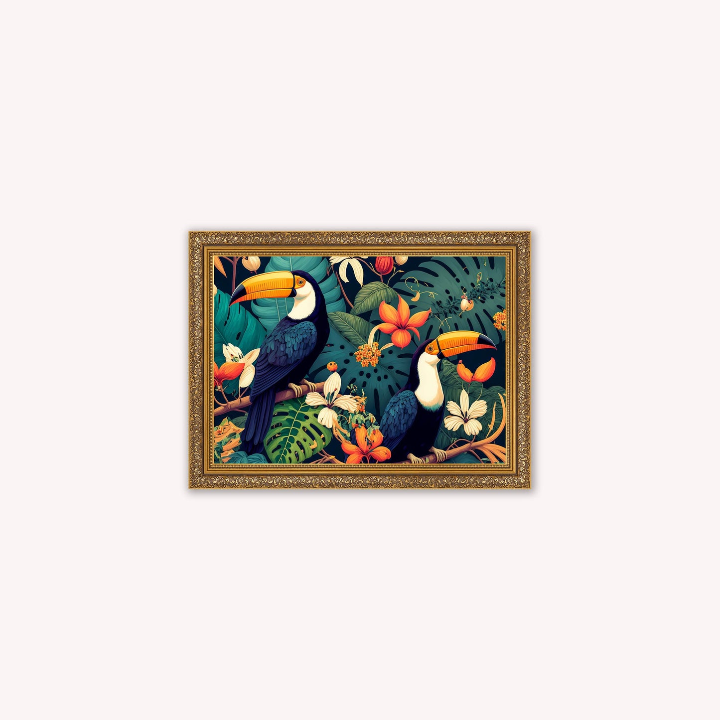 Luxury Velvet Art Print - Jungle Toucans Framed Wall Art