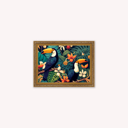 Luxury Velvet Art Print - Jungle Toucans Framed Wall Art