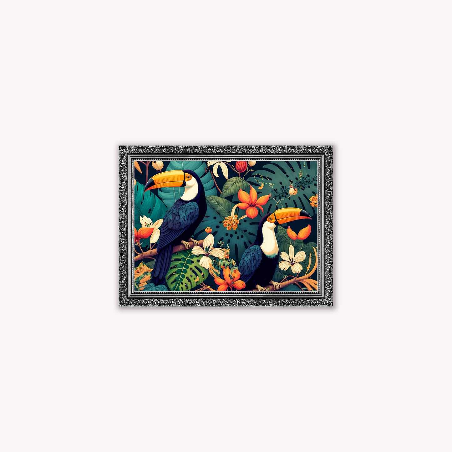 Luxury Velvet Art Print - Jungle Toucans Framed Wall Art