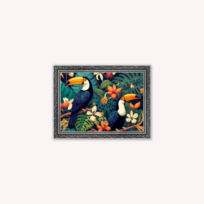 Luxury Velvet Art Print - Jungle Toucans Framed Wall Art