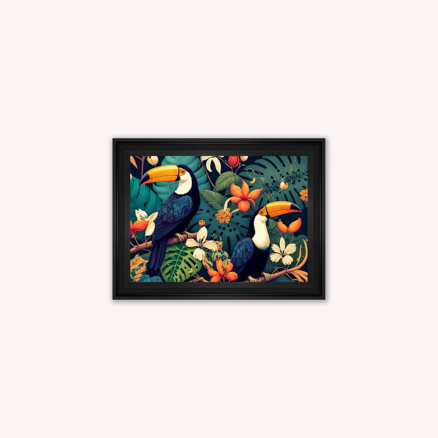Luxury Velvet Art Print - Jungle Toucans Framed Wall Art