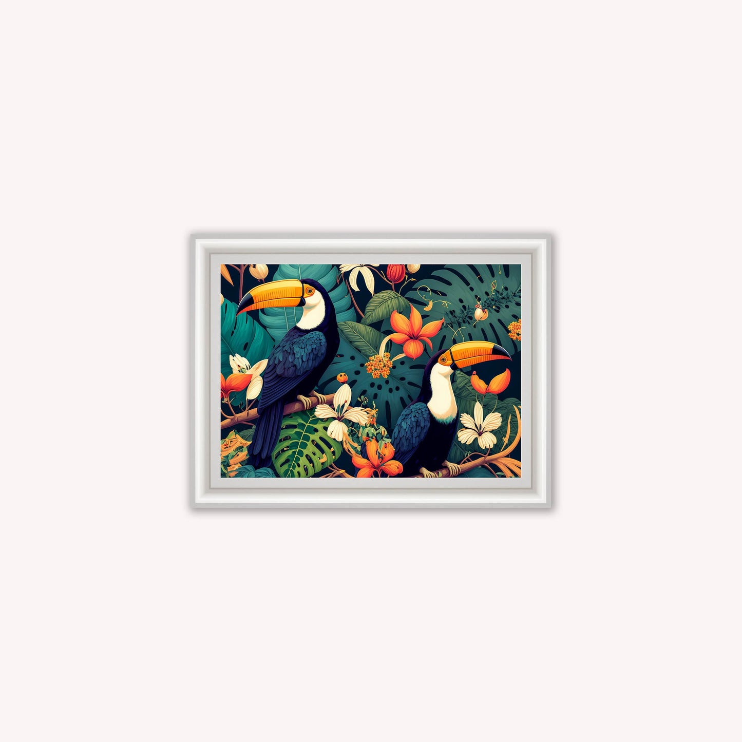 Luxury Velvet Art Print - Jungle Toucans Framed Wall Art