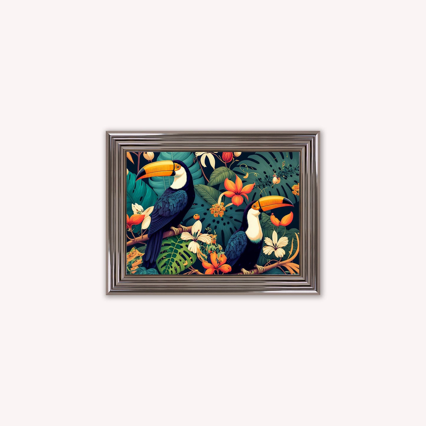 Luxury Velvet Art Print - Jungle Toucans Framed Wall Art
