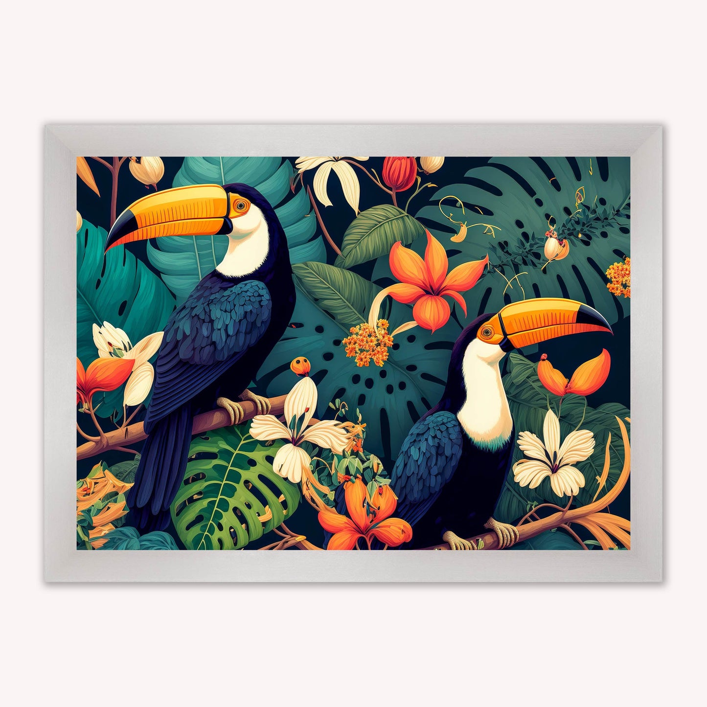 Luxury Velvet Art Print - Jungle Toucans Framed Wall Art
