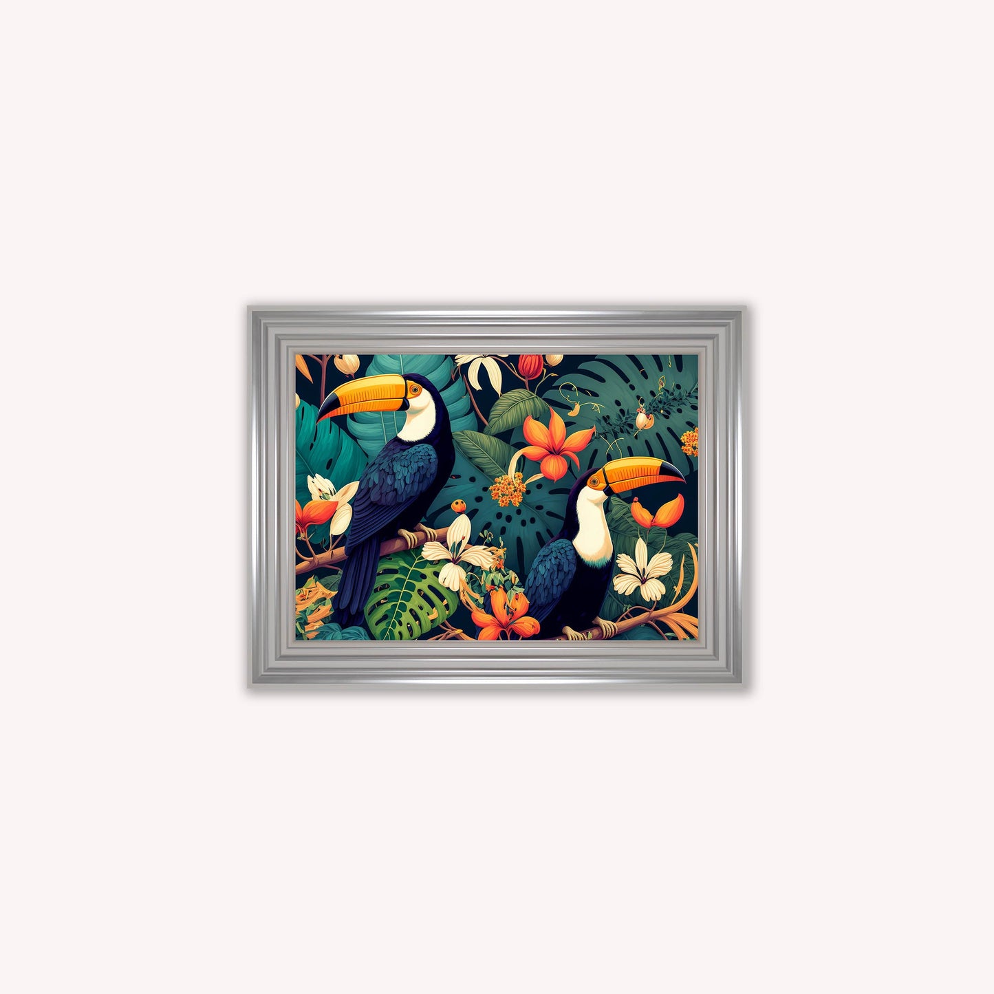 Luxury Velvet Art Print - Jungle Toucans Framed Wall Art