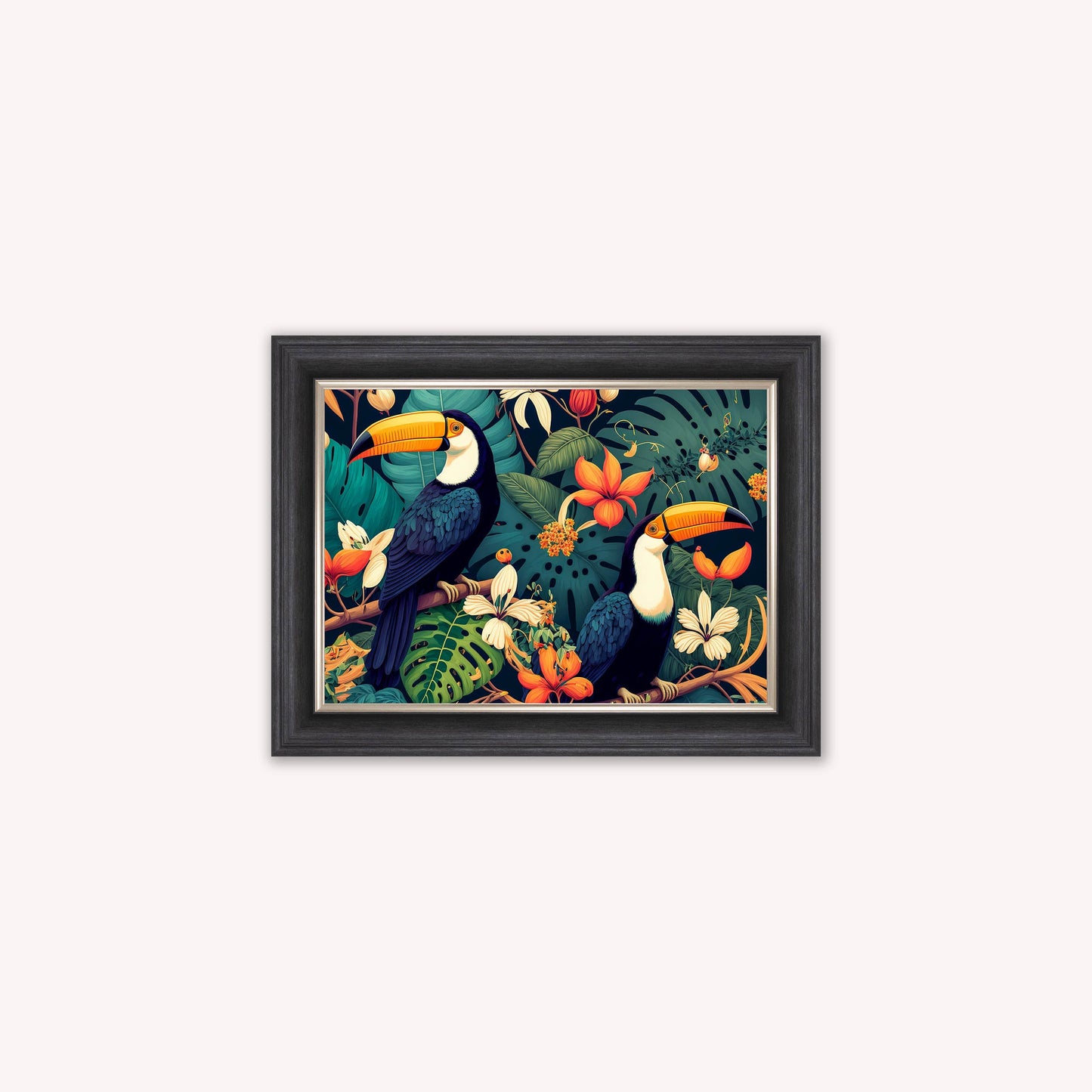 Luxury Velvet Art Print - Jungle Toucans Framed Wall Art