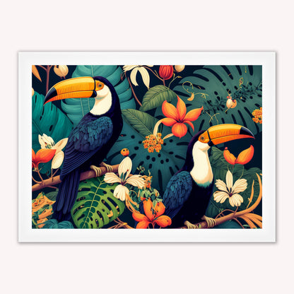 Luxury Velvet Art Print - Jungle Toucans Framed Wall Art