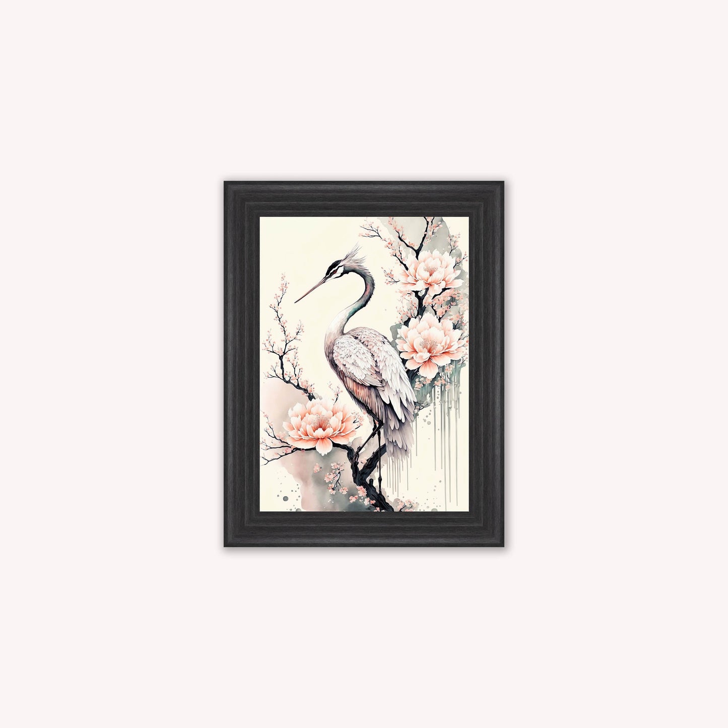 Luxury Velvet Art Print - Sakura Crane 1 Framed Wall Art