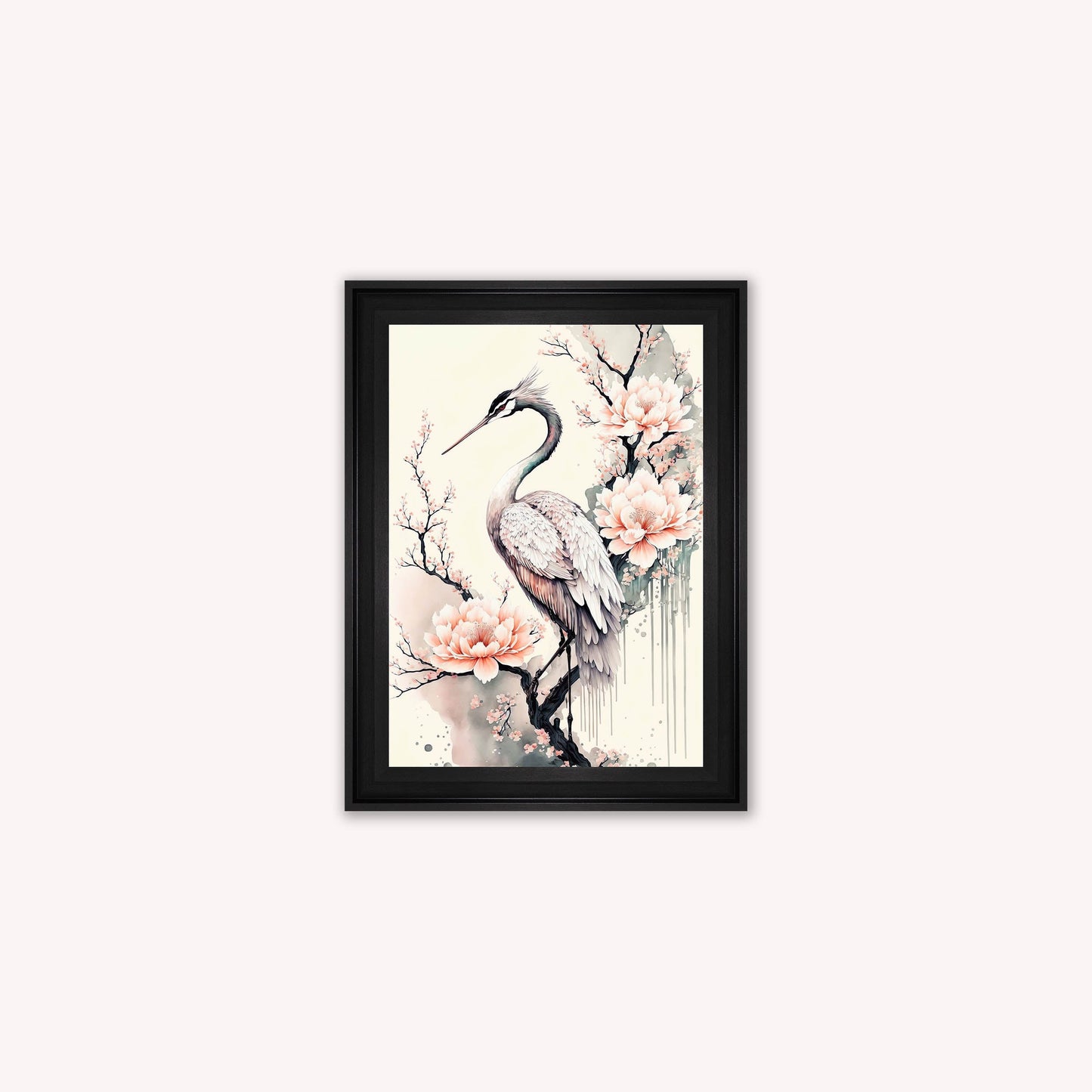 Luxury Velvet Art Print - Sakura Crane 1 Framed Wall Art