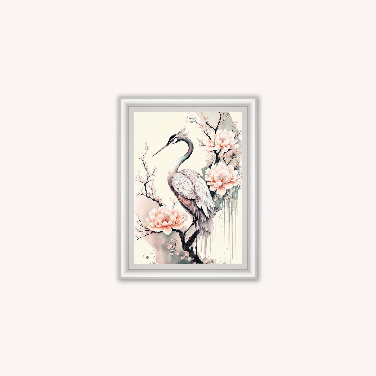 Luxury Velvet Art Print - Sakura Crane 1 Framed Wall Art