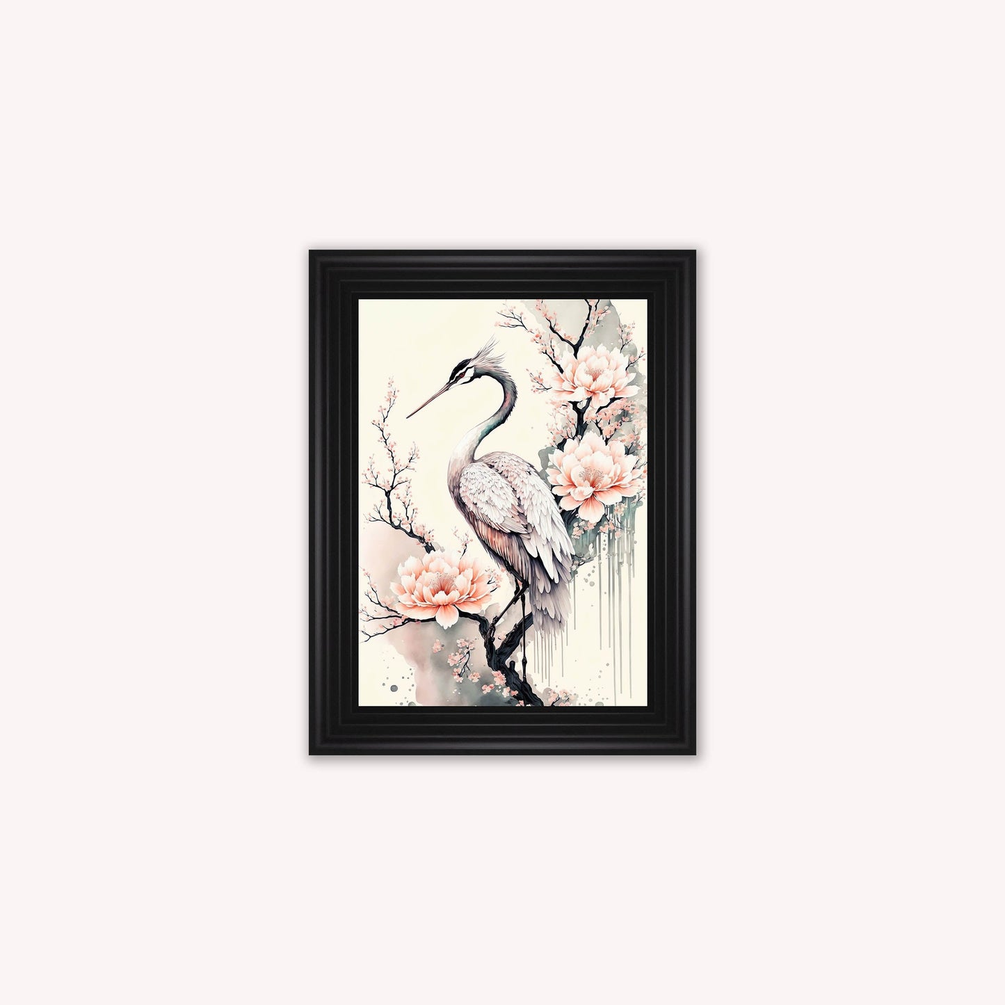 Luxury Velvet Art Print - Sakura Crane 1 Framed Wall Art