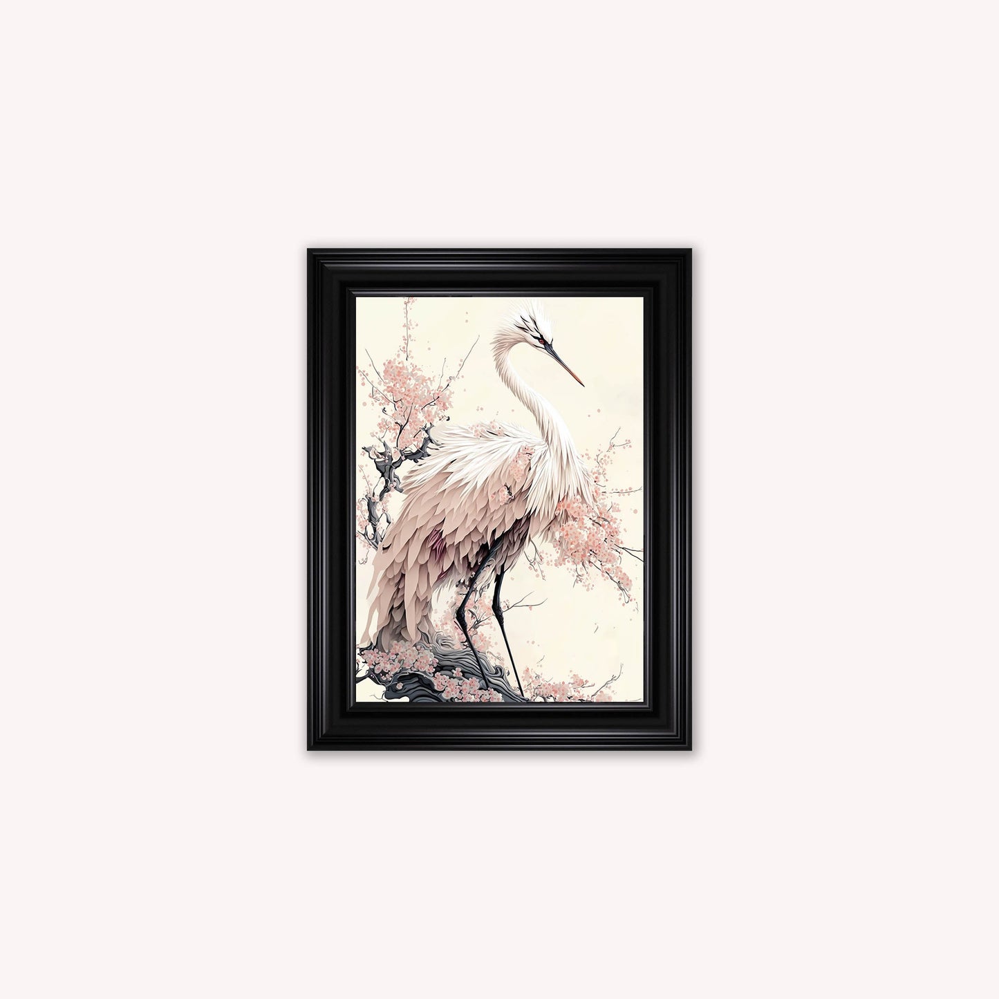 Luxury Velvet Art Print - Sakura Crane 2 Framed Wall Art