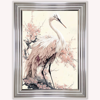 Luxury Velvet Art Print - Sakura Crane 2 Framed Wall Art