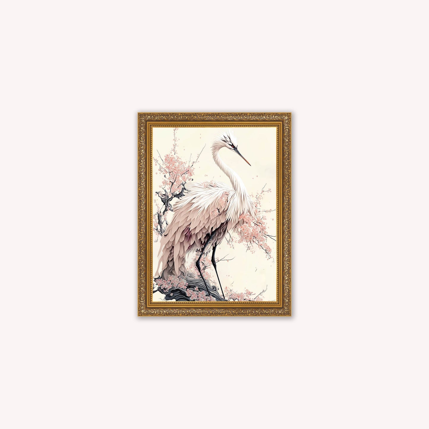Luxury Velvet Art Print - Sakura Crane 2 Framed Wall Art