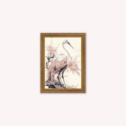 Luxury Velvet Art Print - Sakura Crane 2 Framed Wall Art