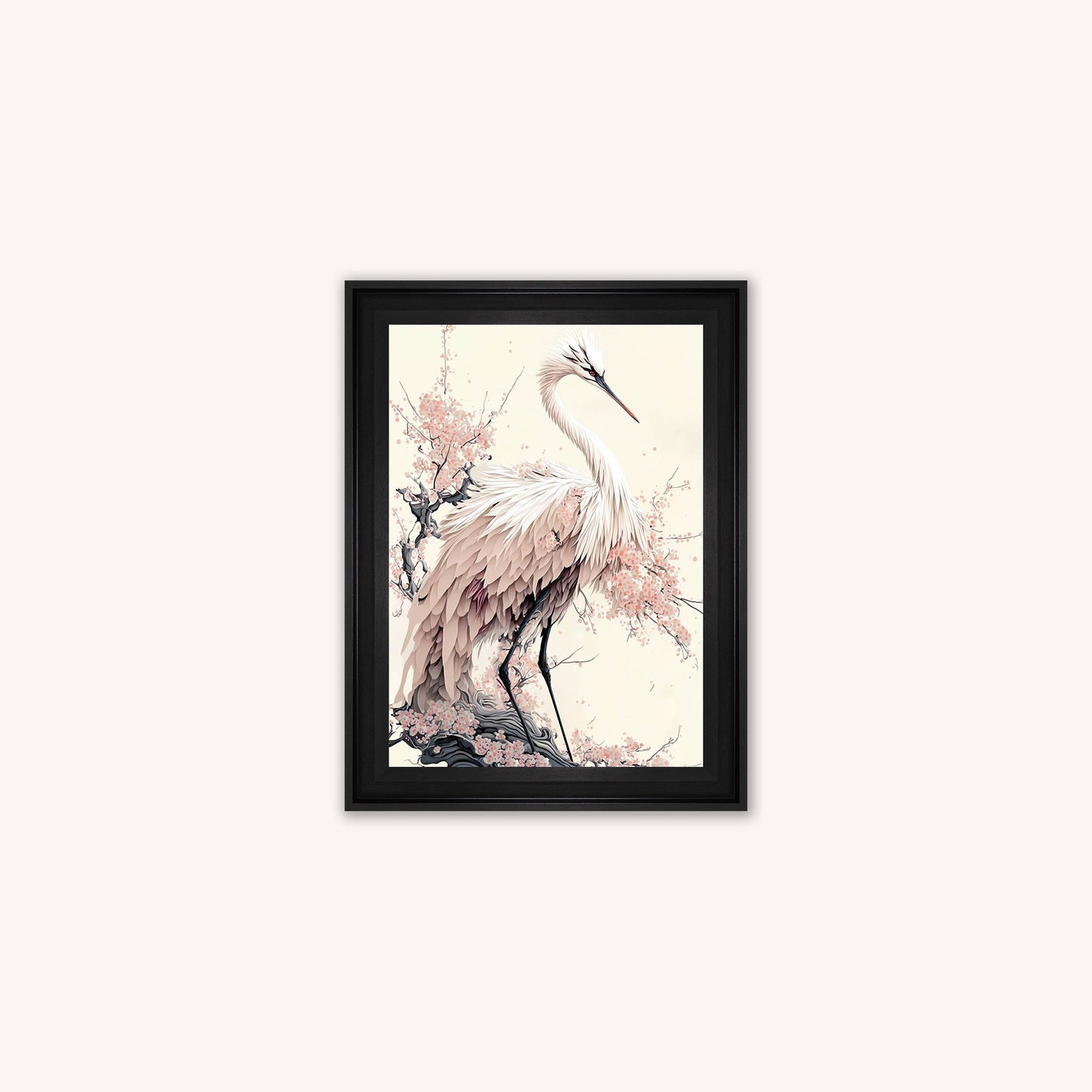 Luxury Velvet Art Print - Sakura Crane 2 Framed Wall Art