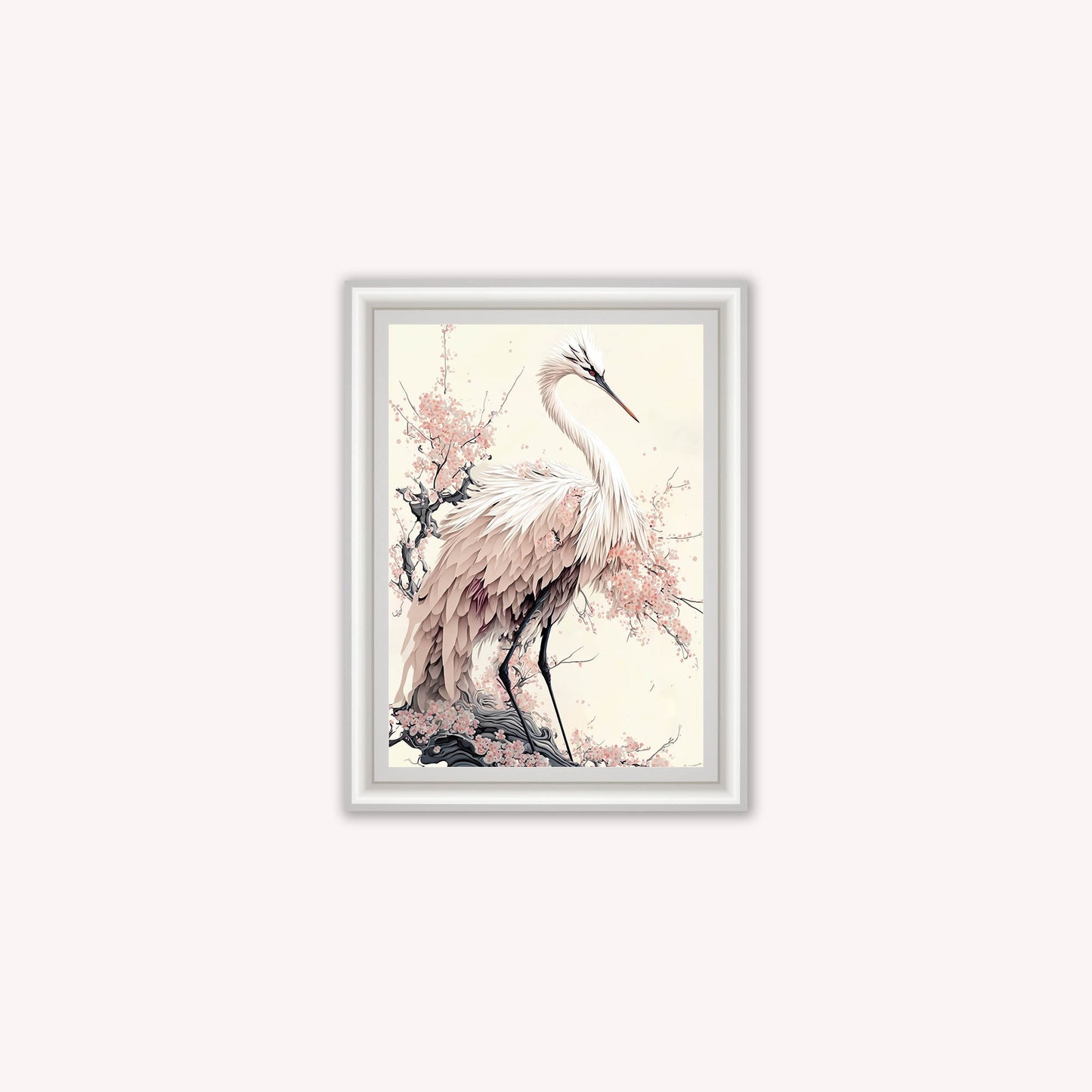 Luxury Velvet Art Print - Sakura Crane 2 Framed Wall Art