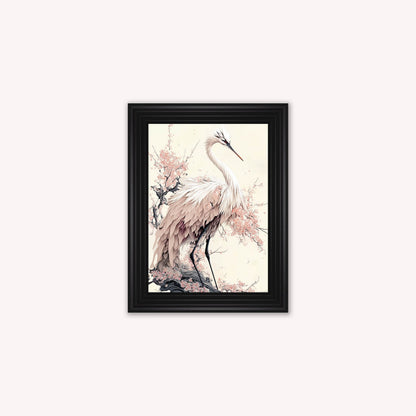 Luxury Velvet Art Print - Sakura Crane 2 Framed Wall Art