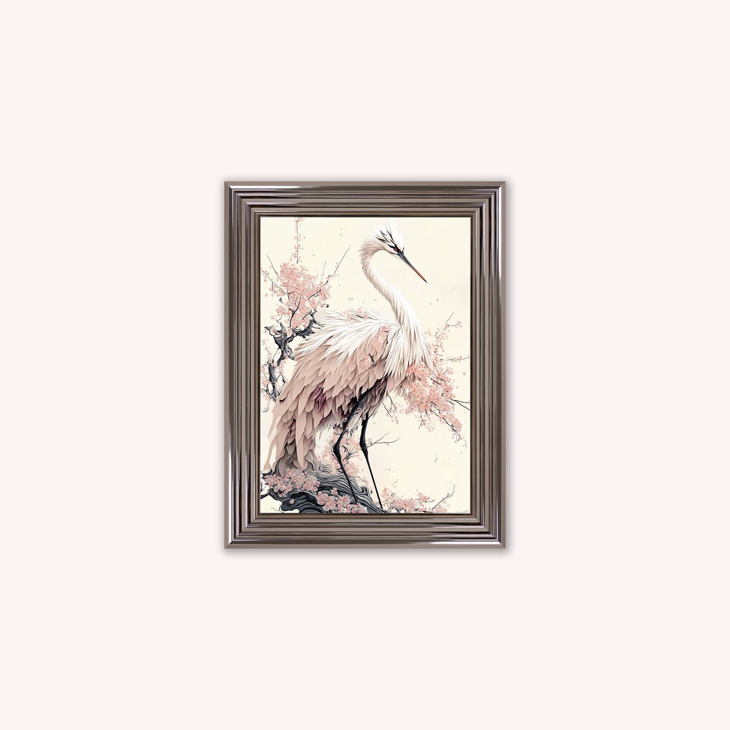 Luxury Velvet Art Print - Sakura Crane 2 Framed Wall Art