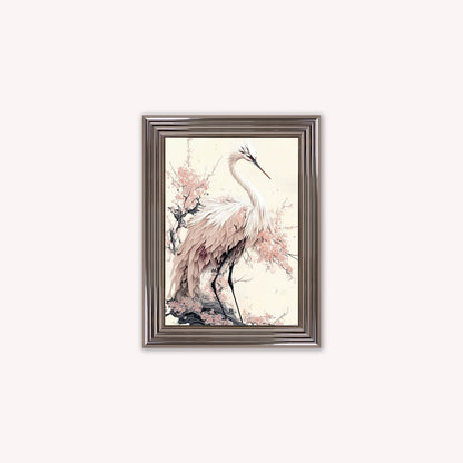 Luxury Velvet Art Print - Sakura Crane 2 Framed Wall Art