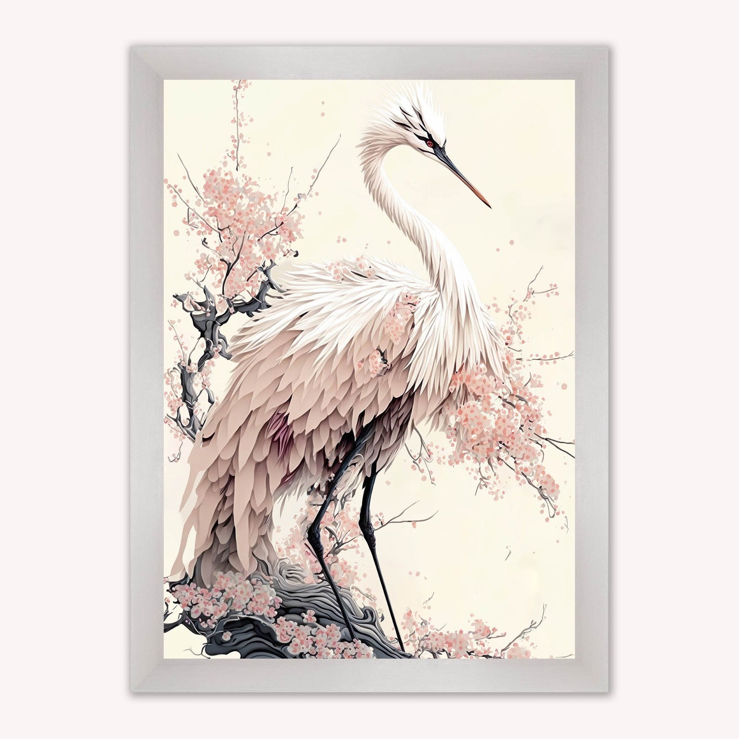 Luxury Velvet Art Print - Sakura Crane 2 Framed Wall Art