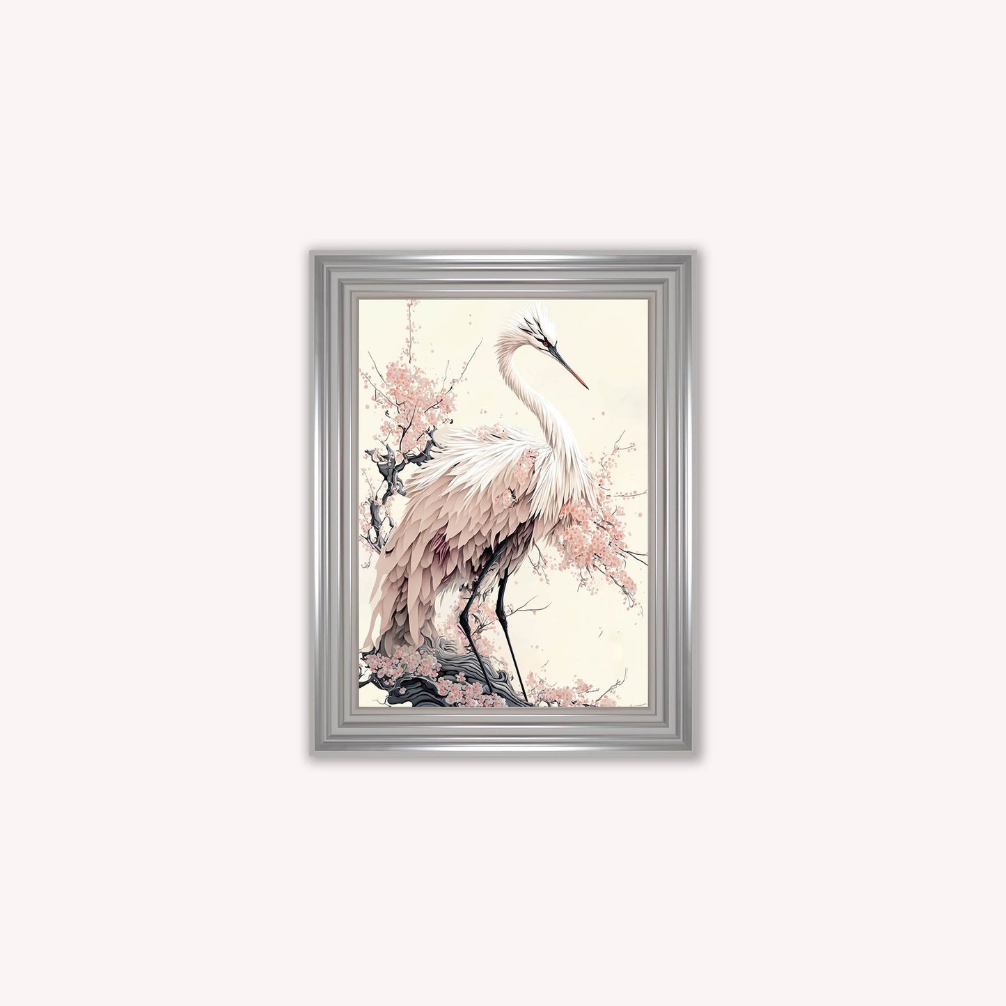 Luxury Velvet Art Print - Sakura Crane 2 Framed Wall Art