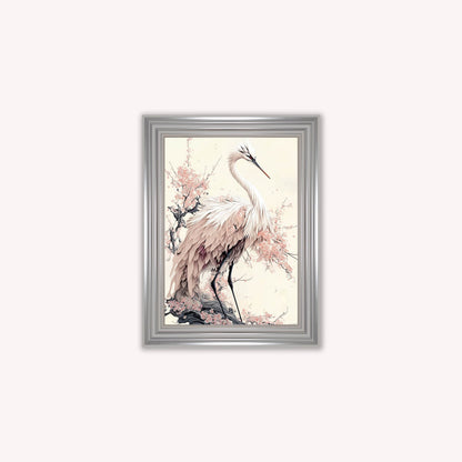 Luxury Velvet Art Print - Sakura Crane 2 Framed Wall Art