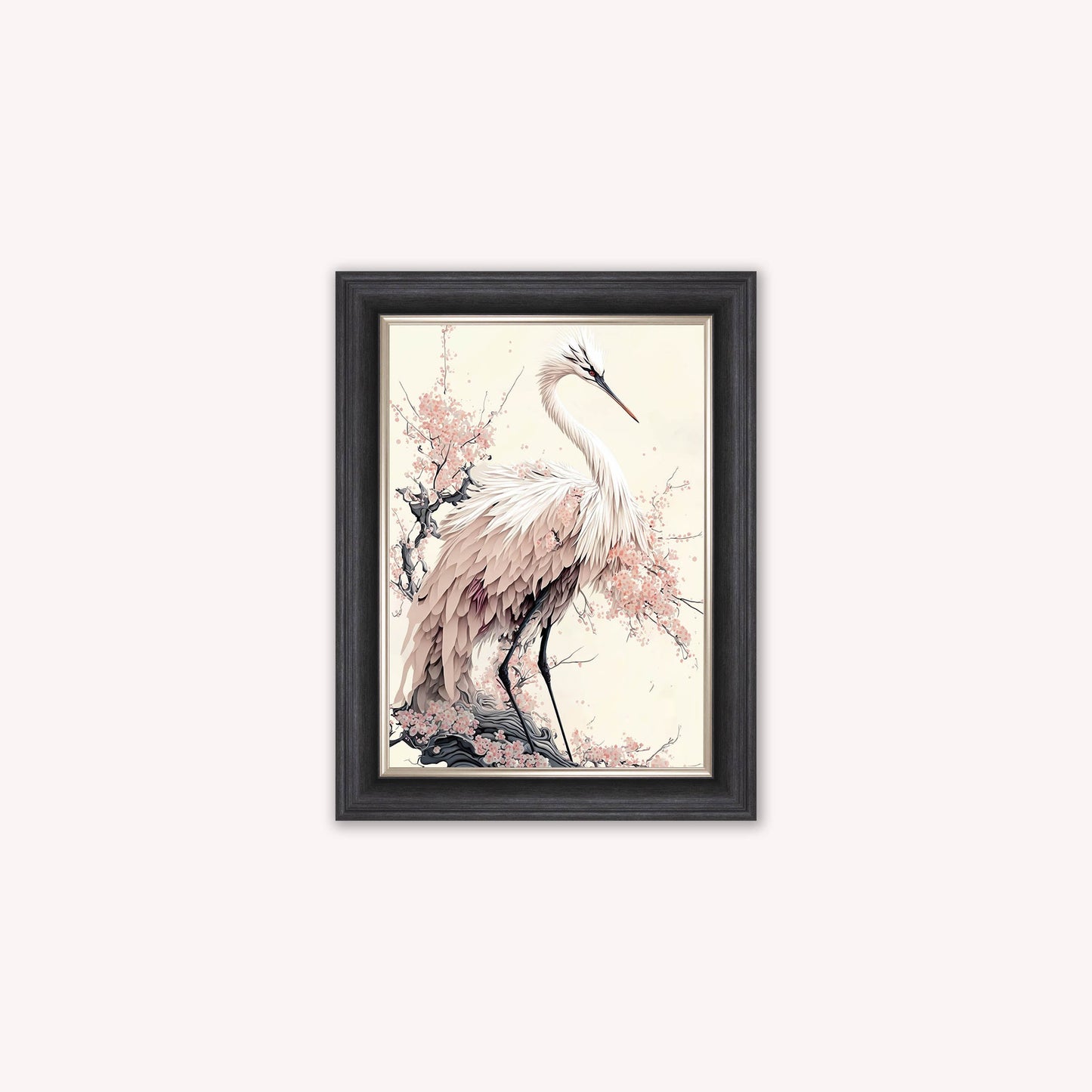Luxury Velvet Art Print - Sakura Crane 2 Framed Wall Art