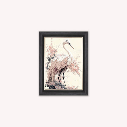 Luxury Velvet Art Print - Sakura Crane 2 Framed Wall Art