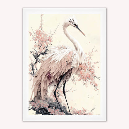 Luxury Velvet Art Print - Sakura Crane 2 Framed Wall Art