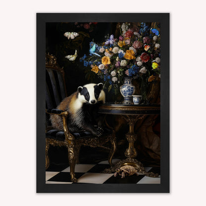 Luxury Velvet Art Print - Stately Home Curiosity Badger Framed Wall Art