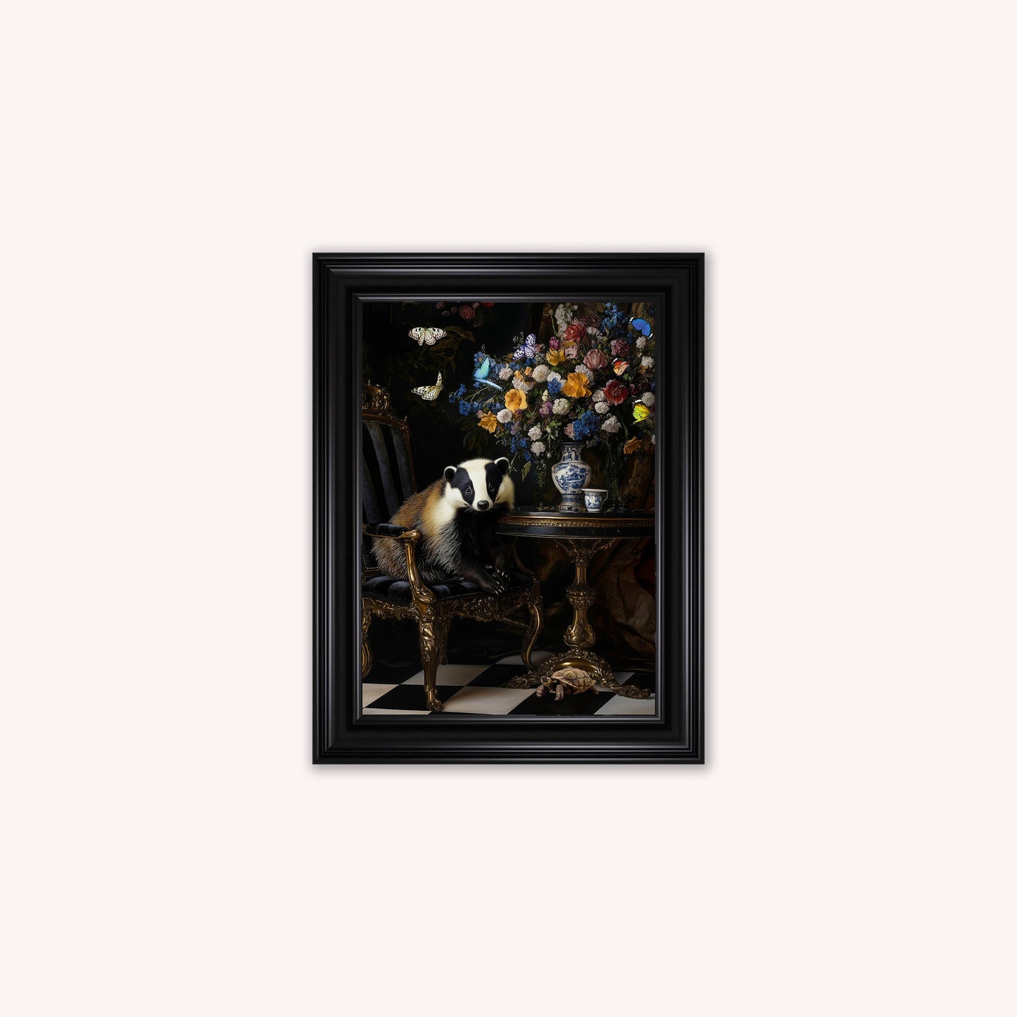 Luxury Velvet Art Print - Stately Home Curiosity Badger Framed Wall Art