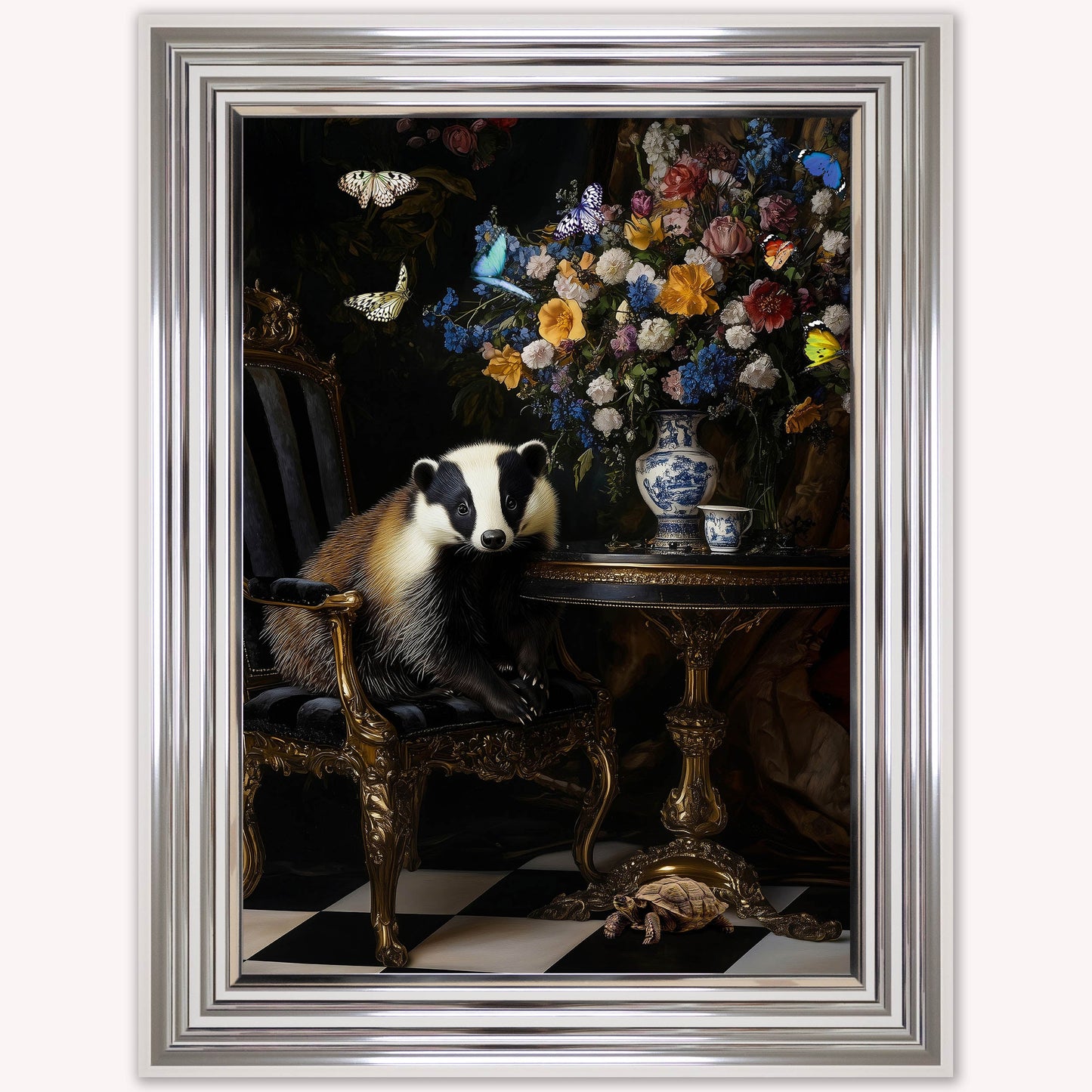 Luxury Velvet Art Print - Stately Home Curiosity Badger Framed Wall Art
